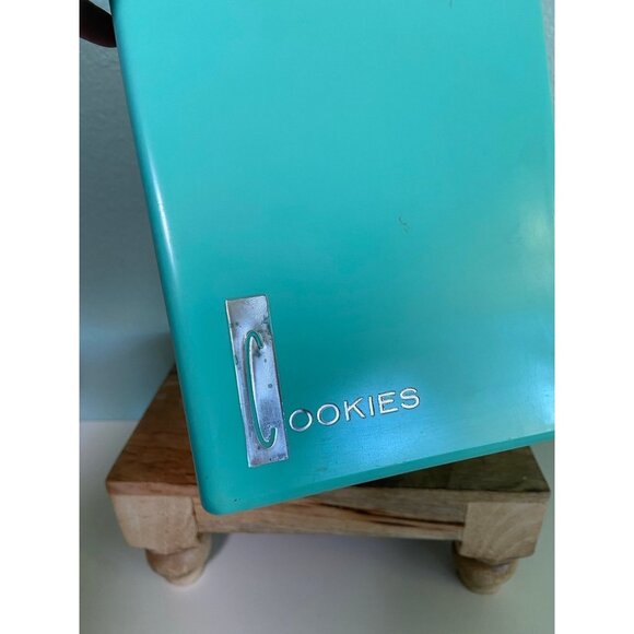 Vintage Teal Cream Cookies Container‎ with Lid - Picture 4 of 10